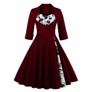 Knee Length Floral Flare Corset Dress
