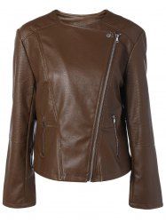 Plus Size Zip-Up Biker Jacket