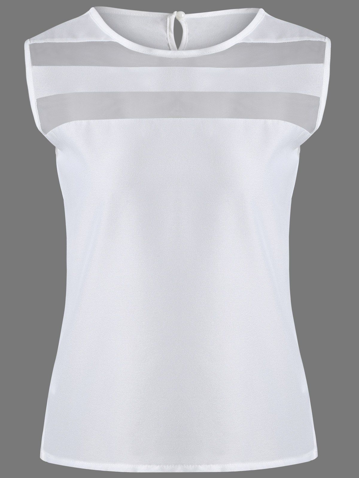 

Mesh Insert Tank Top, White