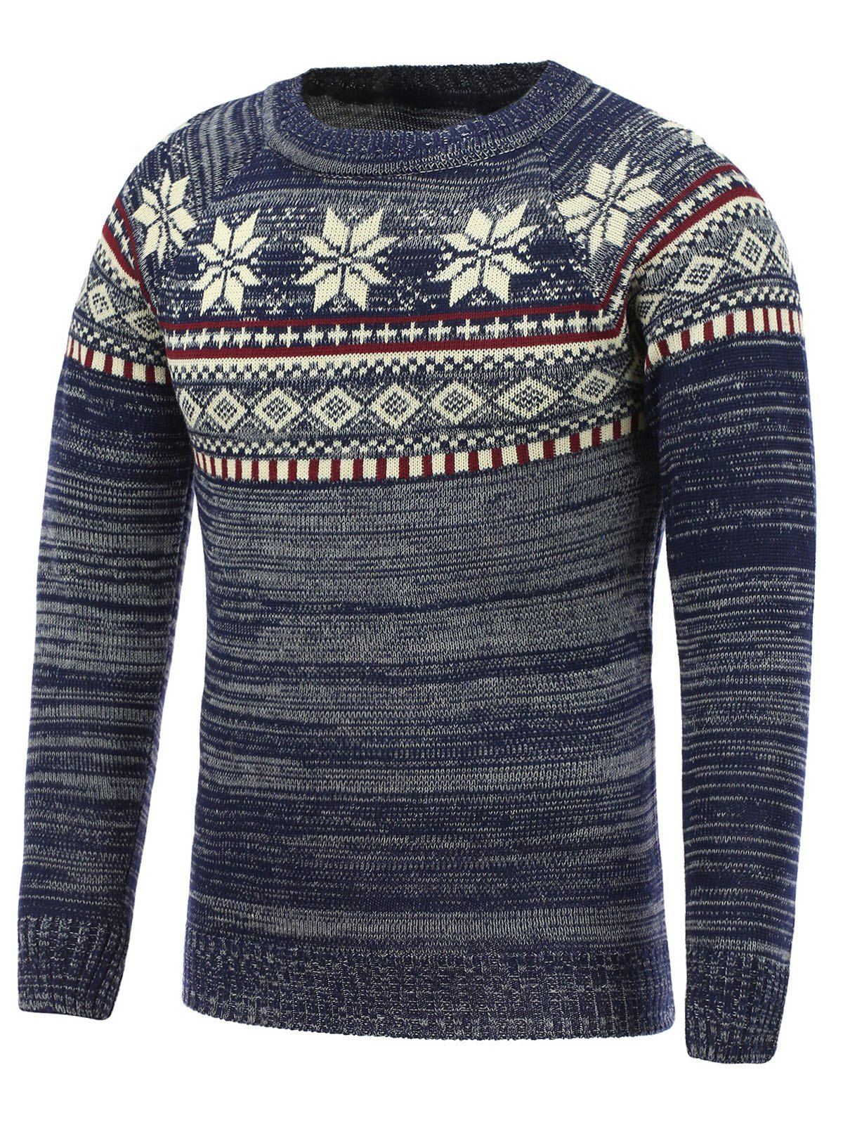 

Christmas Snowflake Jacquard Pullover Sweater, Cadetblue