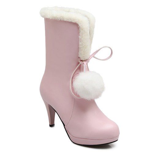 cone heel leather boots