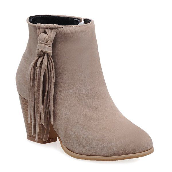 [50% OFF] Tassels Suede Ankle Boots | Rosegal