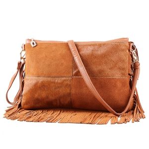 Suede Fringe Crossbody Bag