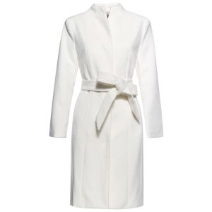 Stand Neck Belted Woolen Coat