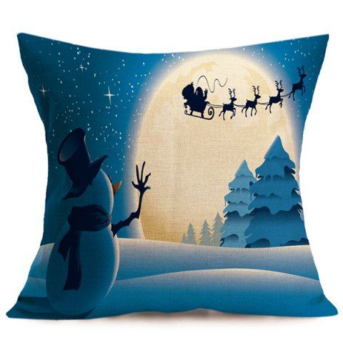 Blue Linen Cushion Home Decor Christmas Pillow Cover RoseGal.com