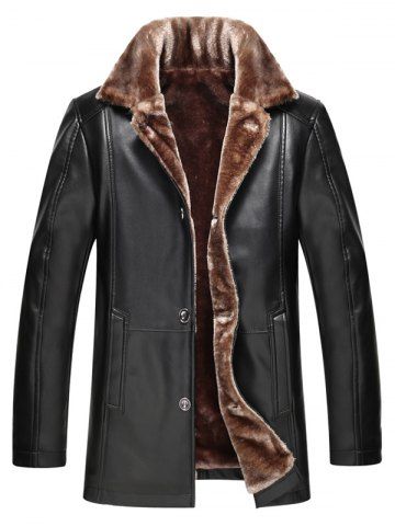 Black M Stand Collar Zip-up Pu Thermal Jacket | RoseGal.com