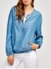 Zippered Long Sleeve Spring Denim Jacket -  