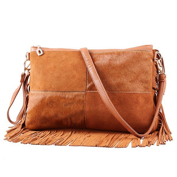 Suede Fringe Crossbody Bag
