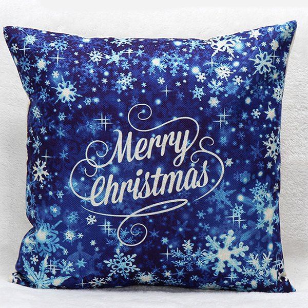 

Sofa Merry Christmas Snow Pillow Case, Blue