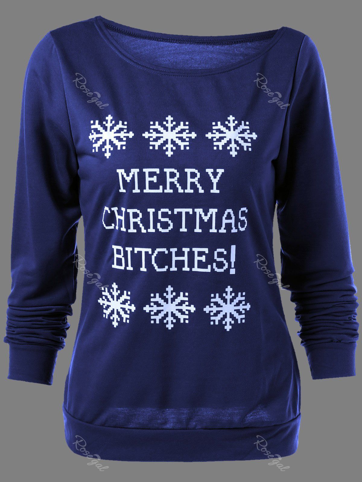 

Plus Size Christmas Snowflake Print Sweatshirt, Deep blue