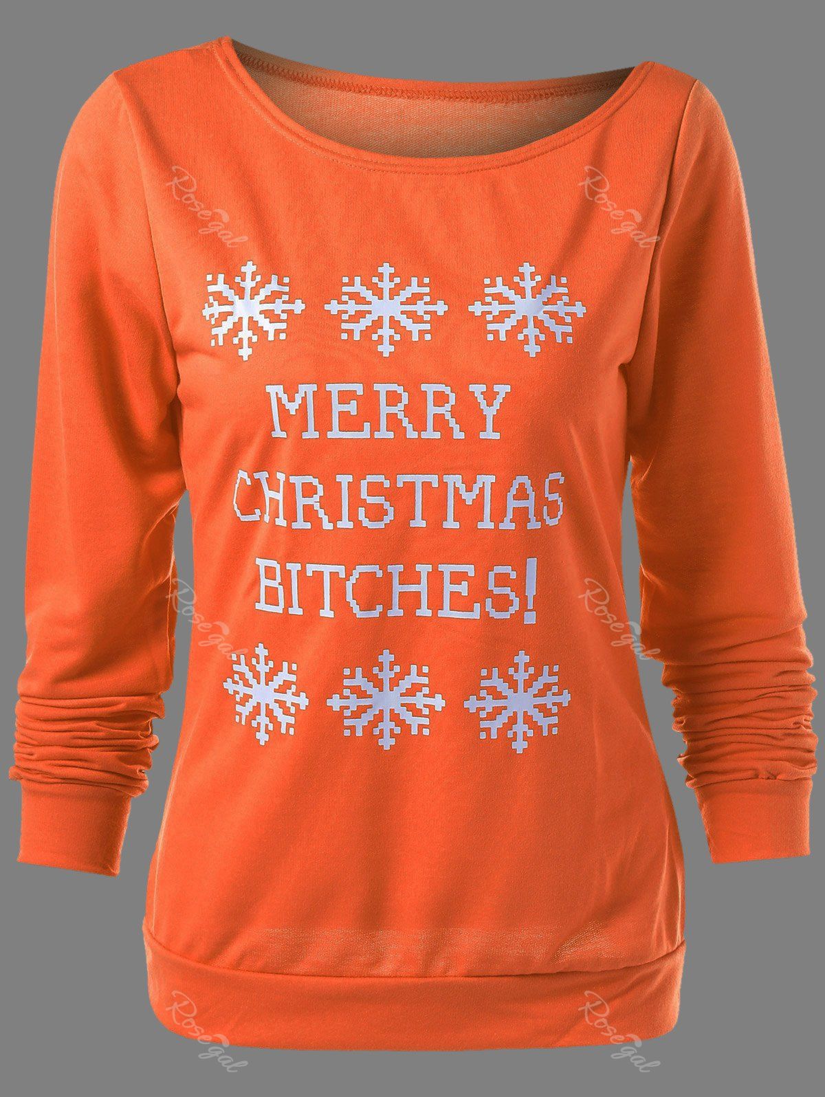 

Plus Size Christmas Snowflake Print Sweatshirt, Orange