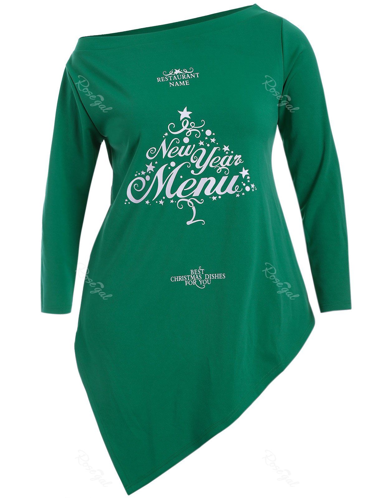 

Christmas Letter Skew Neck Longline Tee, Green
