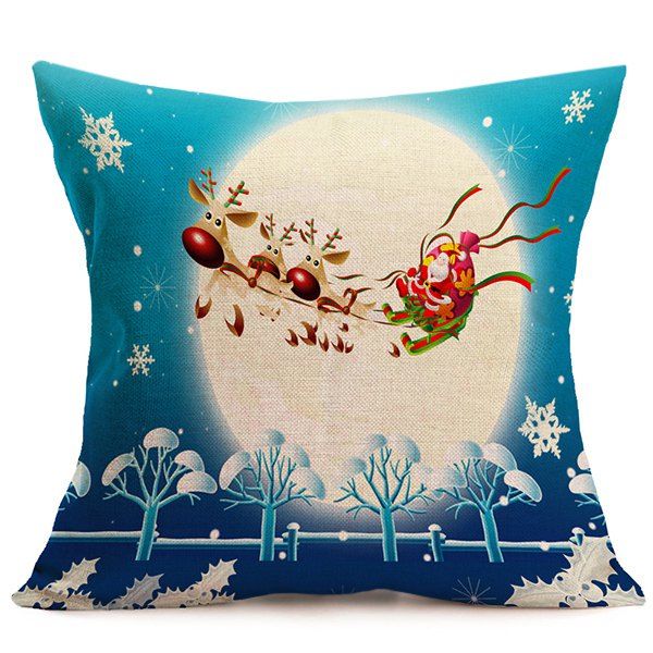 

Merry Christmas Santa Flying Cushion Pillow Cover, Blue