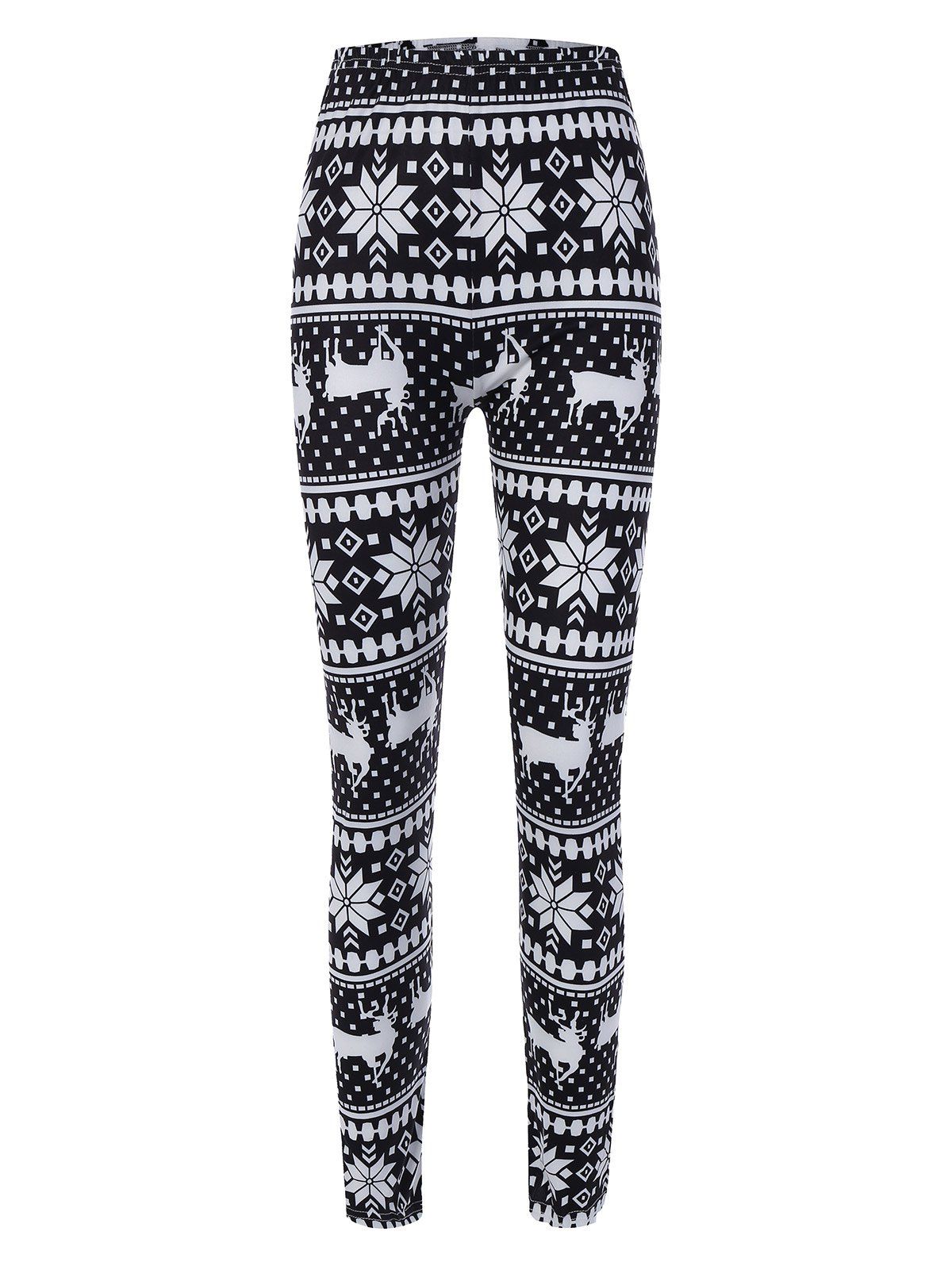 [40% OFF] Christmas Snowflake Reindeer Print Leggings | Rosegal