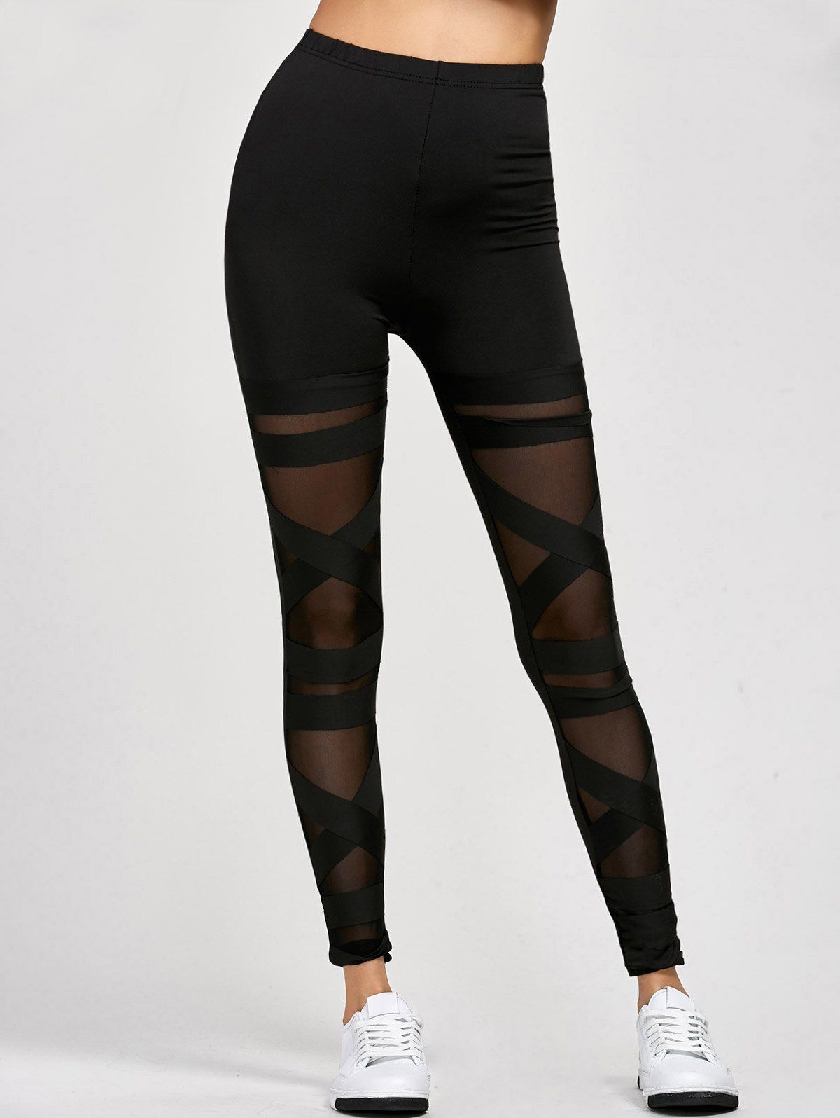 [25% OFF] Mesh Panel Leggings | Rosegal