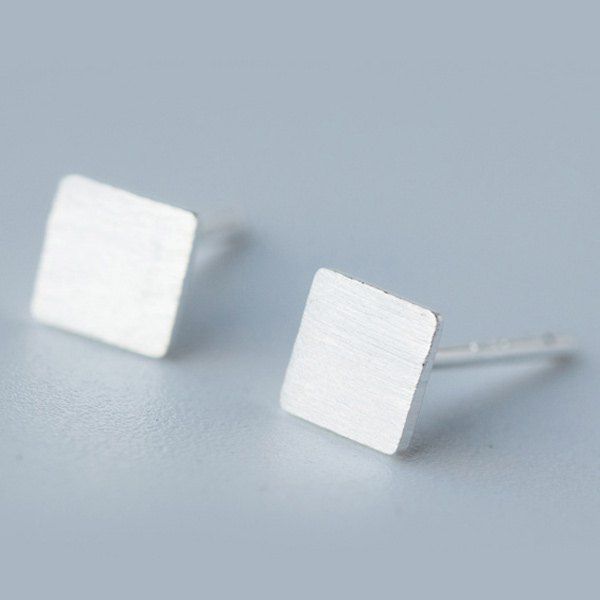 

Square Stud Earrings, Silver