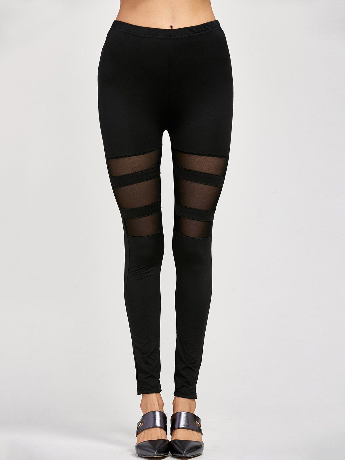 Off Mesh Insert Stretchy Leggings Rosegal