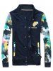 Button Up Camouflage Sleeve Jacket Twinset -  