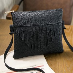 Fringe Textured PU Leather Cross Body Bag