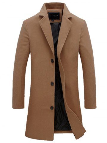 [28% OFF] Single-Breasted Lapel Slim Woolen Coat | Rosegal