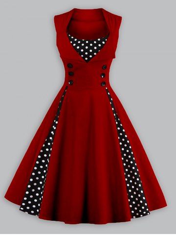 dress polka dot 1950 plus rosegal dresses panel prom clothing 5xl money