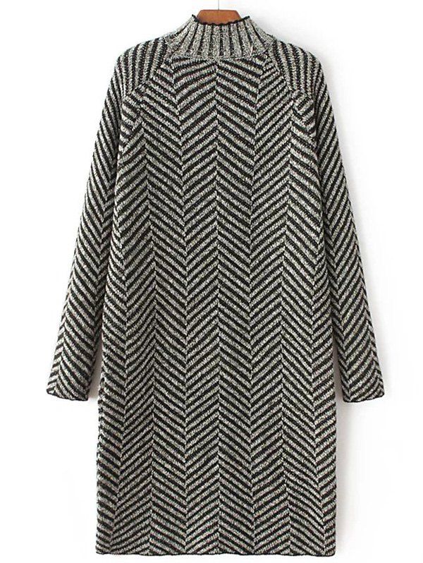

High Neck Stripe Heather Shift Sweater Dress, Black