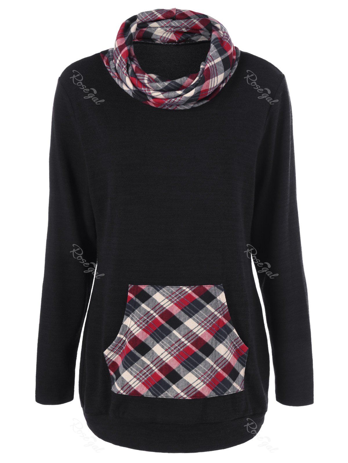 

Elbow Patch Plaid Trim Sweatshirt, Checked