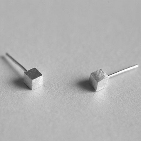 

Cube Stud Earrings, Silver