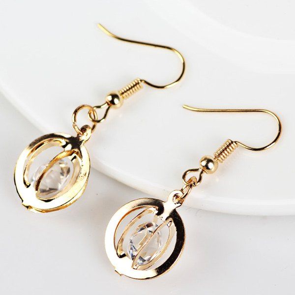 

Faux Gem Circle Drop Earrings, Golden