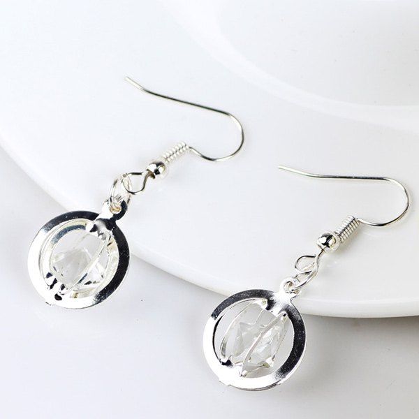 

Faux Gem Circle Drop Earrings, Silver