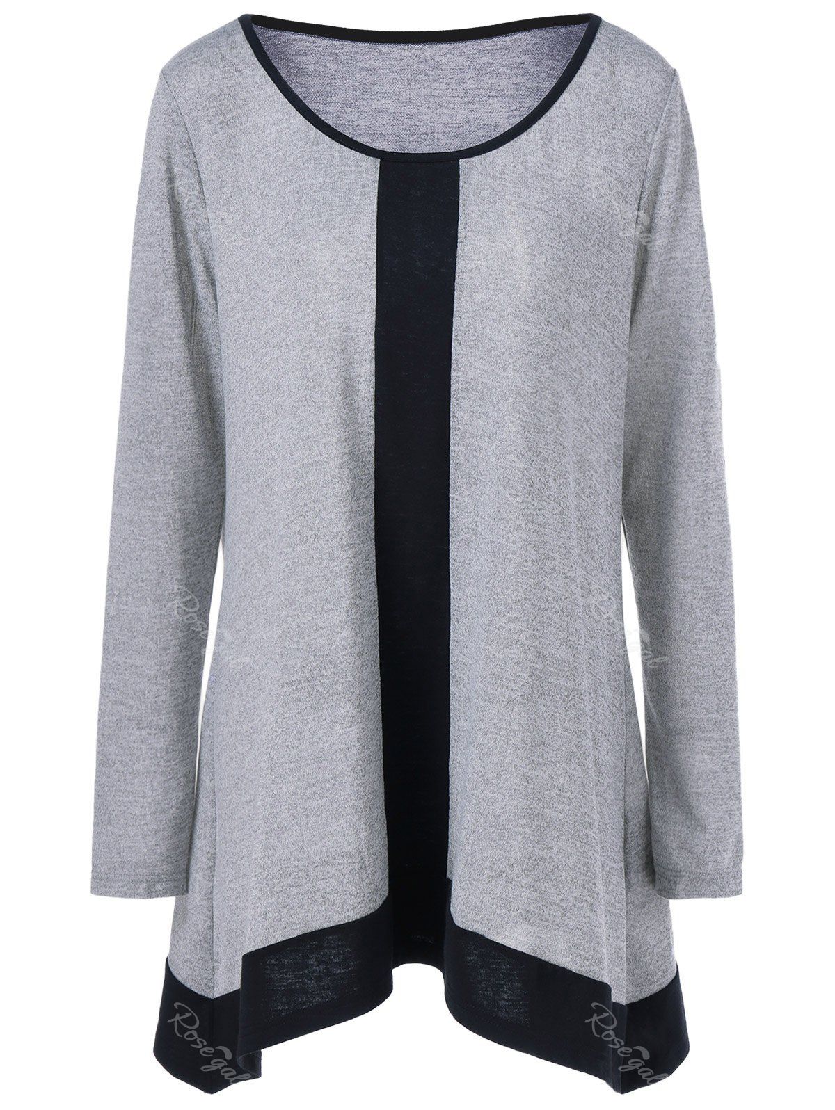 

Plus Size Contrast Trim T-Shirt, Light grey