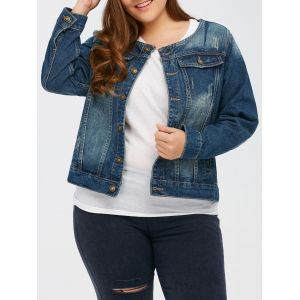 Dark Wash Button Up Short Denim Jacket