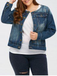 Dark Wash Button Up Short Denim Jacket