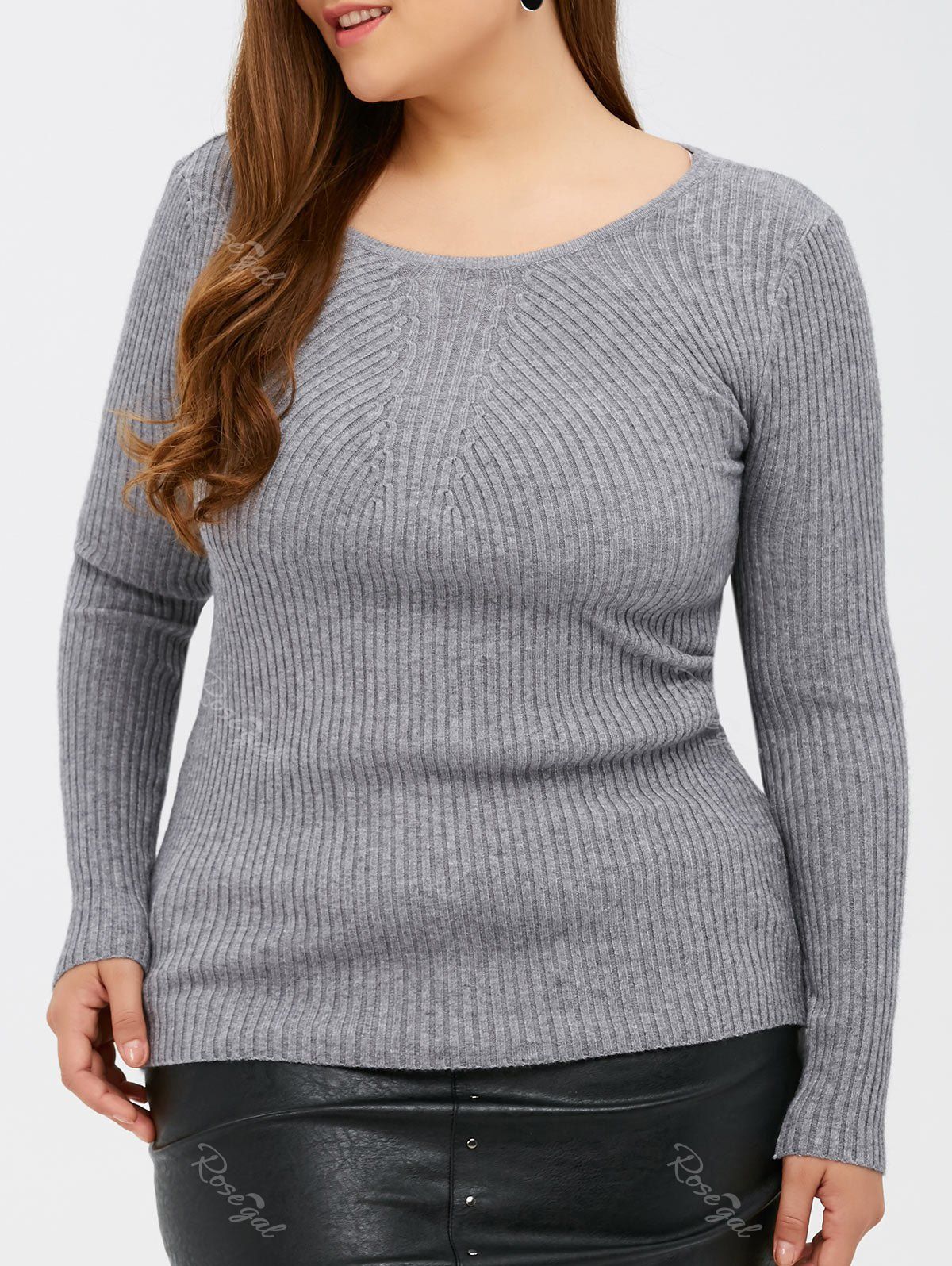 

Slim Fit Ribbed Knitwear, Gray