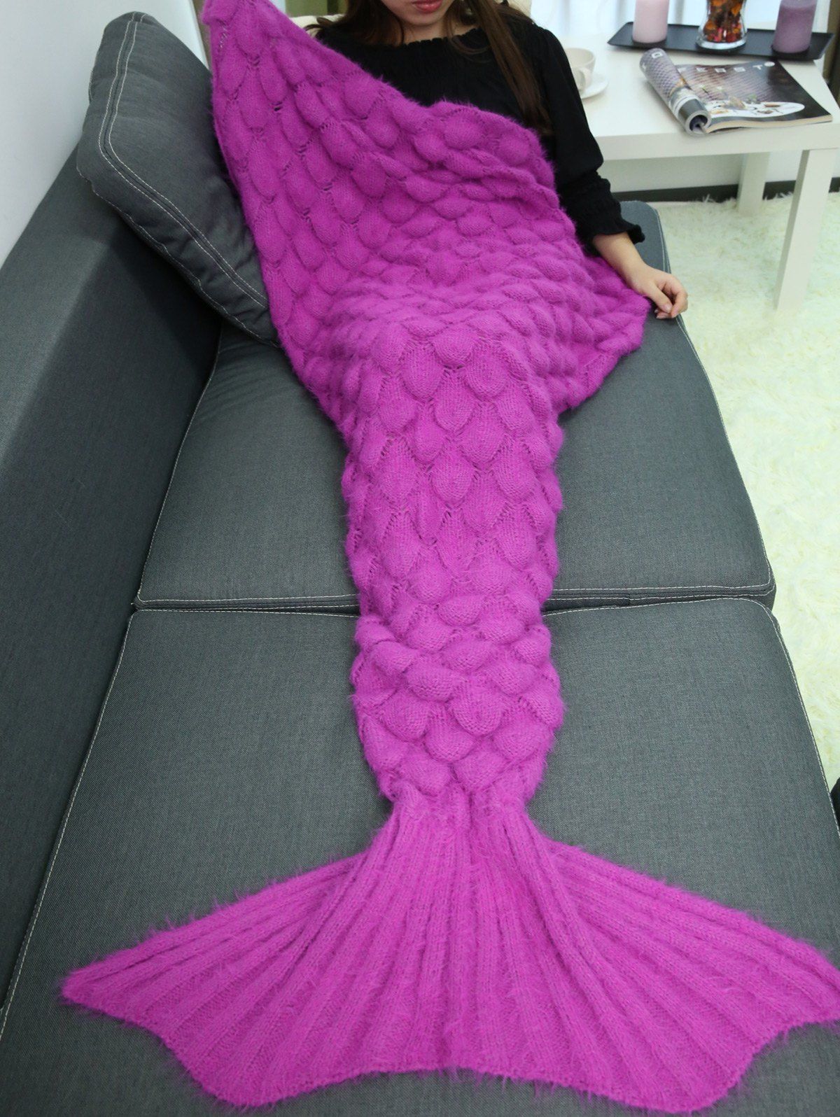 Couverture sac de couchage tricoté motif sirène Frutti de Tutti 