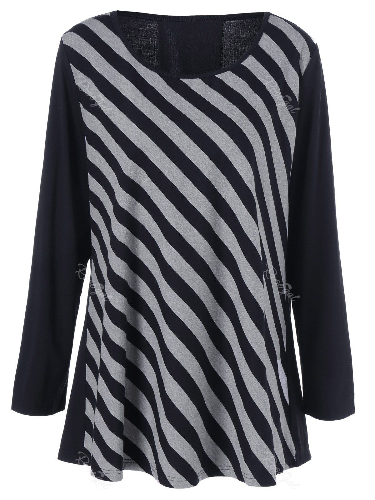 

Plus Size Striped Patchwork Tee, Stripe