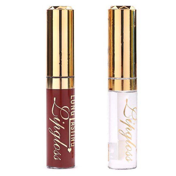 

2 Pcs/Set Waterproof Lip Gloss and Lip Oil, #33