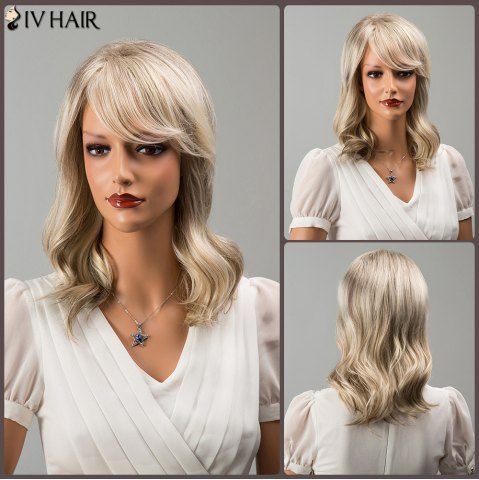 Colormix Layered Straight Medium Inclined Bang Human Hair Wig Rosegal Com