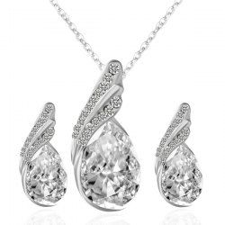 Rhinestone Artificial Crystal Teardrop Jewelry Set -  