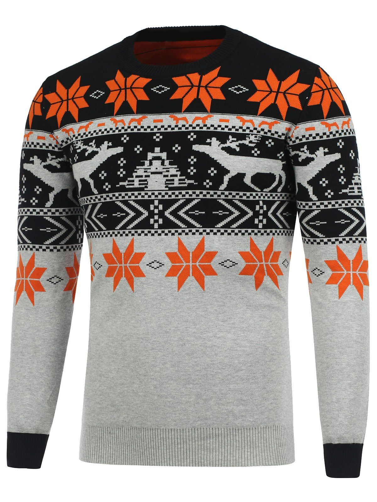 

Crew Neck Deerlet Snowflake Christmas Sweater, Gray