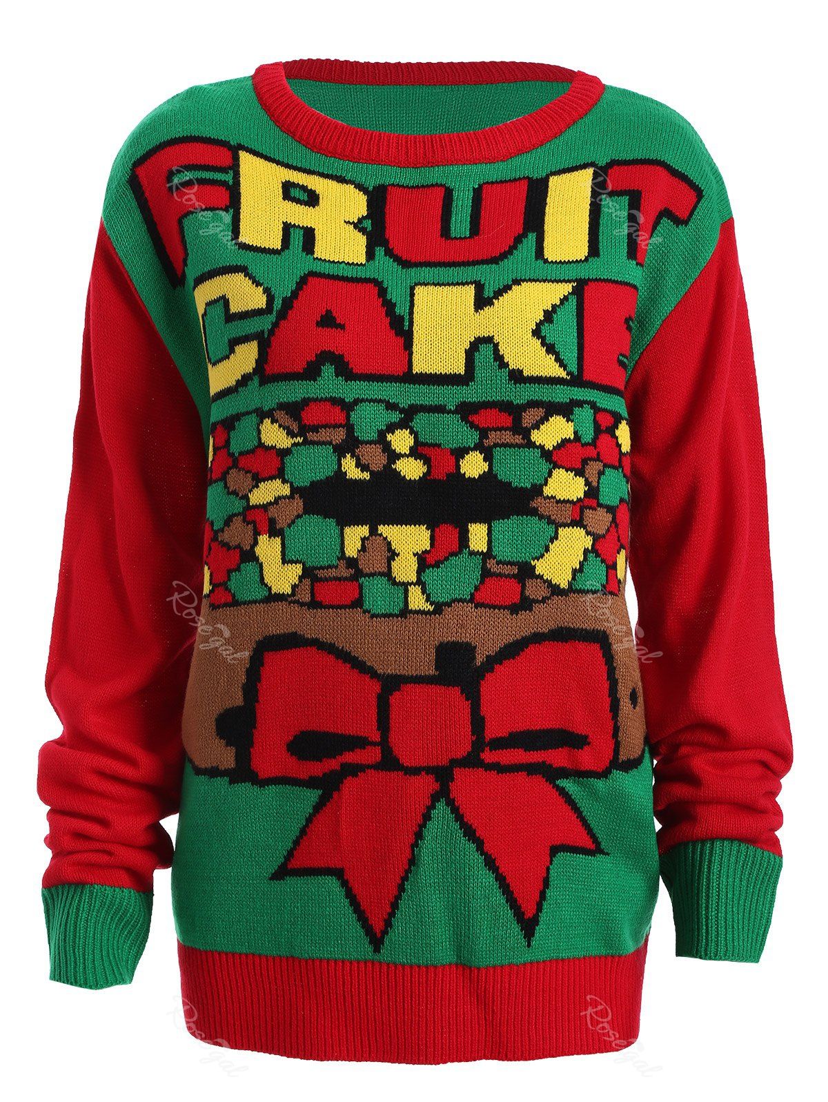 

Christmas Fruit Cake Pattern Plus Size Sweater, Red and green