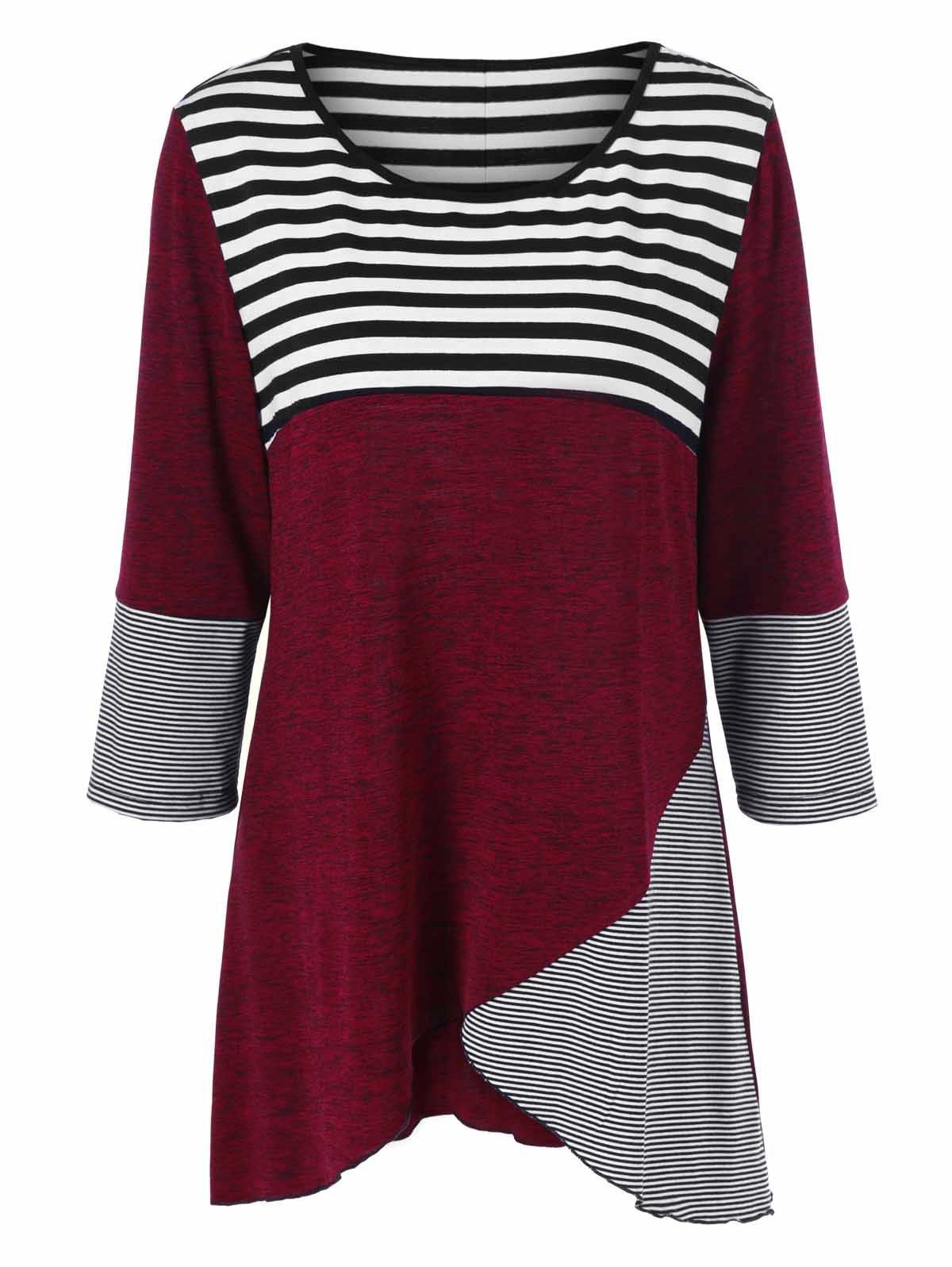 [20% OFF] Plus Size Striped Tunic T-Shirt | Rosegal