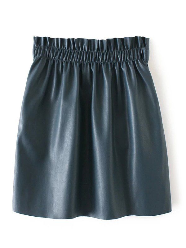 Trendy PU Elastic Waist Mini Skirt  