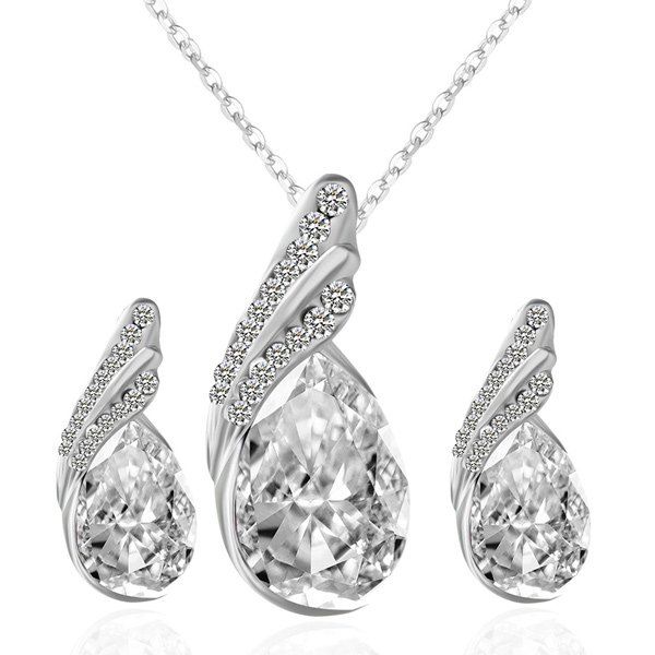 Best Rhinestone Artificial Crystal Teardrop Jewelry Set  