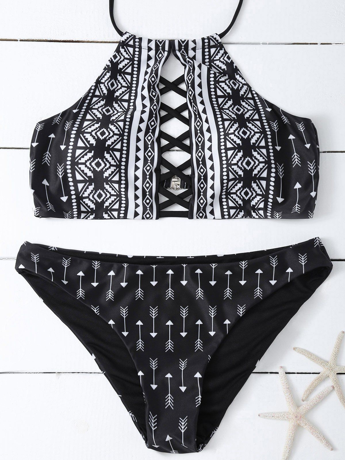 [46% OFF] Criss Cross Halter Bandana Boho Bikini Set | Rosegal