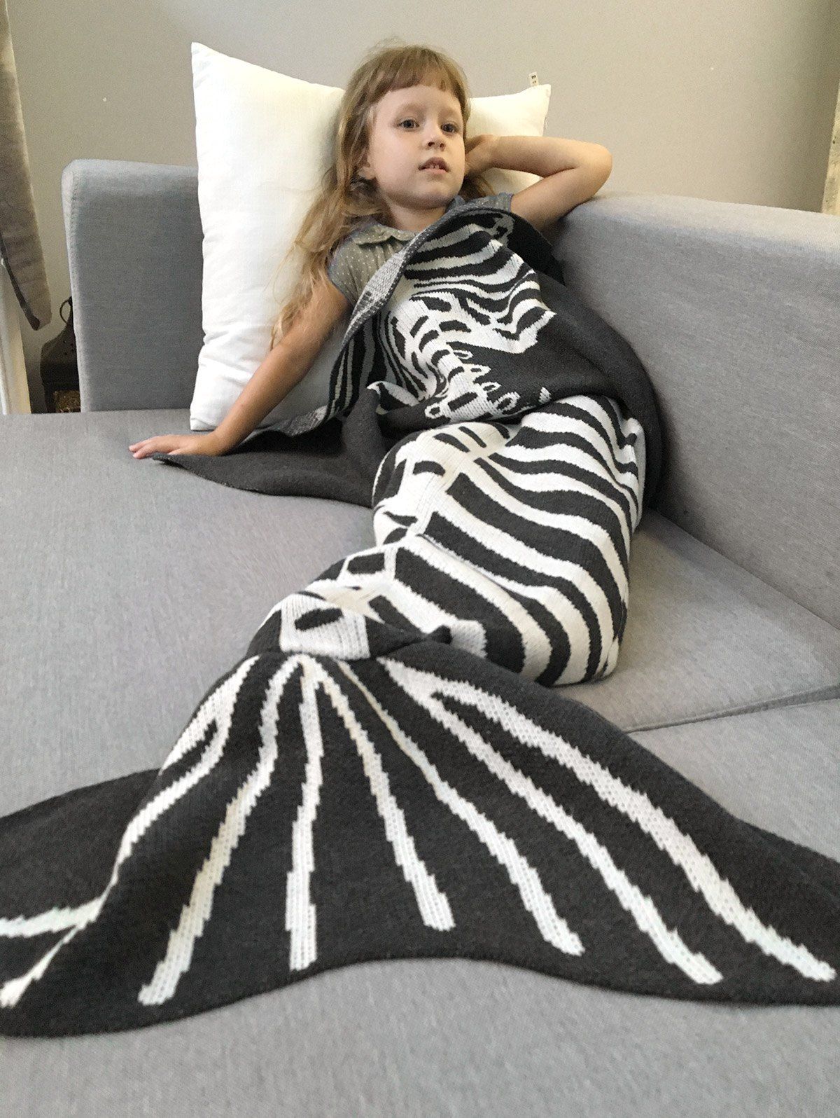 Shops Super Soft Knitted Fishbone Kids Wrap Halloween Mermaid Blanket and Throws  