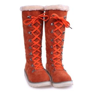 Lace Up Suede Mid-Calf Boots