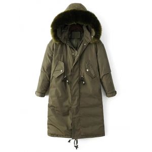 Hooded Zip-Up Drawstring Parka Puffer Coat