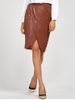Slit Faux Leather Tulip Skirt -  