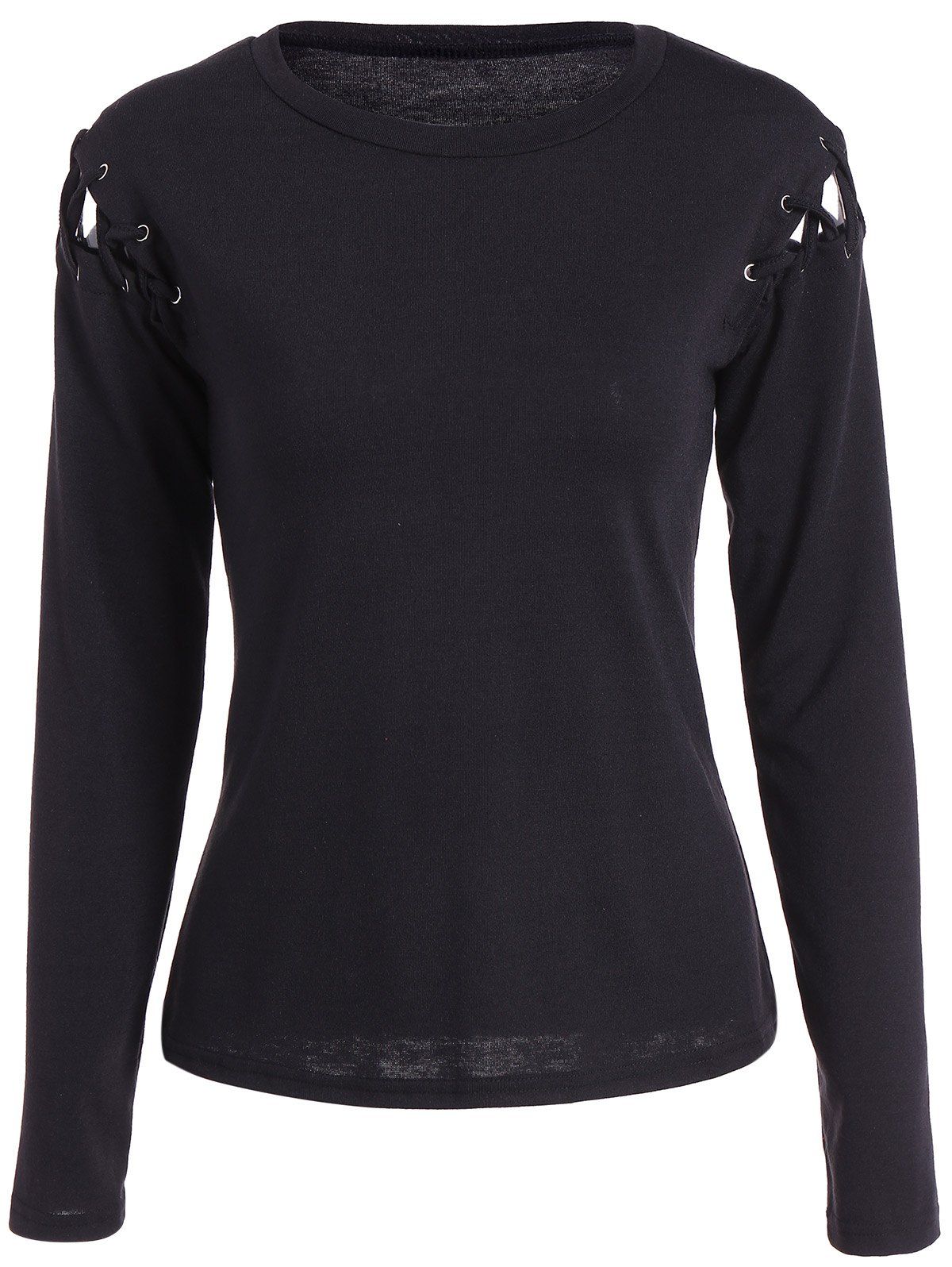 [40% OFF] Lace Up Long Sleeve T-Shirt | Rosegal